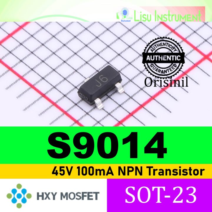 10 BUAH S9014 45V 100mA NPN Transistor 9014 J6 SOT23 HXY MOSFET