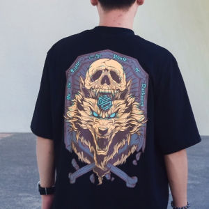 PLYO Printed T Shirt 100% Cotton Oversized Tees: Be The Light In The World Of Darkness Wolf Design Casual Cotton Original Tshirt