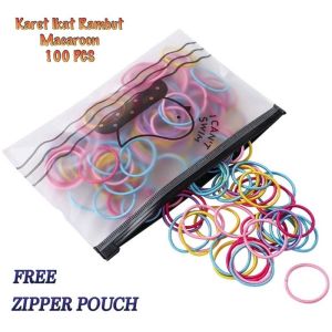 KARET IKAT RAMBUT ANAK KECIL MACARON ISI 100 POUNCH DOMPET TAS KOREA
