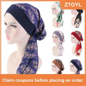 【ZTOYL】 Women Cancer Head Scarf Chemo Hair Loss Hat Turban Pre-Tied Headwear Bandana New