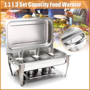11L Stainless Steel Buffet Stove Dish Set Container Food Warmer for Catering Buffet Set Rectangular Chafing Dish