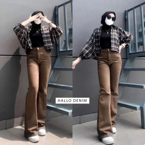 Celana Jeans Highwaist Cutbray Wanita Panjang Premium