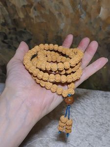 Gegegems Creation 10.8mm 6-Mukhi (Faces) natural abacus shape deep lines "Flower King" Rudraksha 108 mala beads necklace 10.8毫米六瓣矮粧深坑花王小金刚菩提108念珠项链 Chinese amulet charm jewelry gifts
