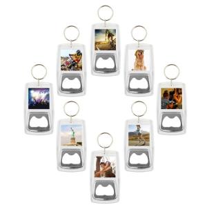 Acrylic Photo Picture Keychains Bottle Opener Blank Key Rings Opener Function Custom Personalised Insert Photo Keyring