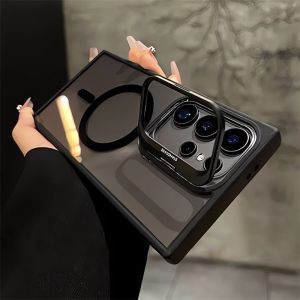 S25 Ultra For magnetic Hidden Holder Clear Case For Samsung Galaxy S25 Ultra Shockproof Magnetic Wirelesss Charge Cover Camera Protector Galaxy S25Ultra