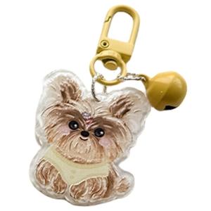 Colorful Cartoon Dog Acrylic Pendant Keychain Animal Themed Keyring Charm Stylish Accessory for Backpack Or Purse