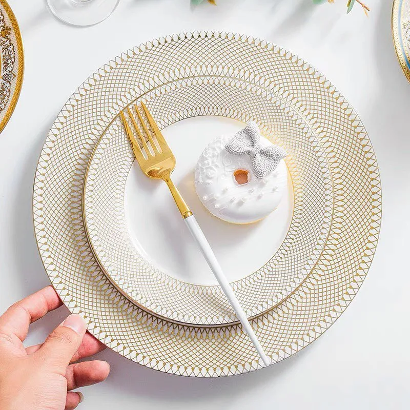 Gold rimmed salad clearance plates