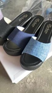 Slpers In-Stock Summer New Large Size WomenS Thick-Soled Sandals Wedge Heel Simple Summer WomenS Shoes