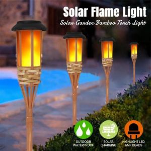 Lampu Hias Taman LED Bambu Tenaga Surya Outdoor / Lampu Obor Tancap Taman Dekorasi Luar Ruangan