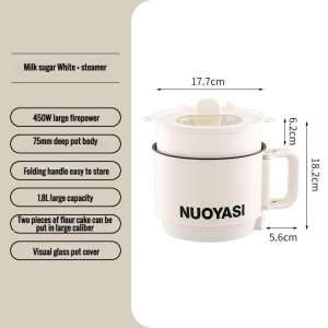 GOGOCAT Food Mini Electric Cooker Portable for One Person Dormitory Instant Noodle Pot Small Saucepan Stew-Pan Cooking Instant Noodle Bowl Small Electric Heat Pan