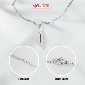 Palestine Necklace - Kalung Logo Peta Palestina Ukir Nama Titanium Anti Karat 100% grafir laser