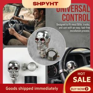 SHPYHT✨ Metal Skull Head Steering Wheel Booster Power Handle Universal Car Turning Accessory for Enhanced Grip Trucks and SUVs