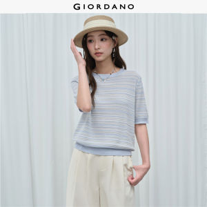 GIORDANO Women Knitwear Linen Round Neck Knitwear Casual Stylish Trendy Elegant Comfortable Fashion Classic 18356207