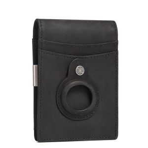 YKOSM Retro Luxury Genuine Leather Airtags Wallet RFID Blocking ID Credit Card Bag Business Men Cash Clip Anti-lost Card Holder2026