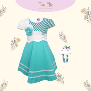Dress Anak Perempuan Bahan Kaos Scuba Motif Awan Lucu GRATIS Tas Lucu 4132