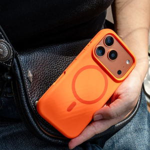 Magnetic Solid Color Liquid Silicone for MagSafe Phone Case For iphone 17Pro Max 17Pro 17 Orange Wireless Charging Soft Cover