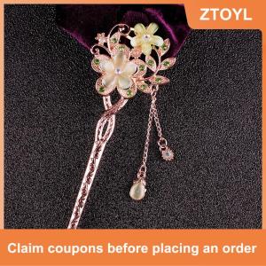 【ZTOYL】 Hair Pin Double Flower Rhinestone Hair Stick Hair Clip