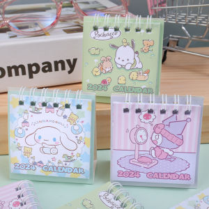 2024 Sanrio ปฏิทินโตั้งโต๊ะขนาดเล็กน่ารัก Kuromi อบเชยนักเรียนเดสก์ท็อปเครื่องมือวางแผนกำหนดการสำนักงานอุปกรณ์การเรียน