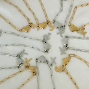 Stainless Steel 26 Letters English Initial Letter Heart Bracelet DIY Personalized Name Bracelets Women Anniversary Jewelry Gifts