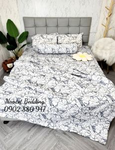 💫ẢNH THẬT💫 Bộ Ga Gối Thun Hàn Quốc Nằm Thoáng Mát Không Nhăn Xù Lông Bộ 4 và 5 Món Gồm Chăn Chần Bông _ Nemtot Bedding