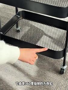 Trolley Cart Organizer Storage Rack Folding Portable 360° Rotatable Wheels Multi Layer Storage Side Table