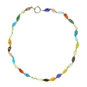 Unique Muranos Glass Neckchain Colorful Beaded Necklace Handmade Collarbone Collar Neck Jewelry Accessory for Women Girls