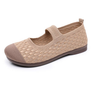 Free Shipping WomenS Spring And Autumn Custom-Made Breathable Non-Slip Casual Versatile And Comfortable Single-Strap Flying Knit Shoes For Moms