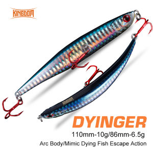 Kingdom Floating Pencil fishing lures 110mm/10g 86mm/6.5g Hard Baits Bending Shape Silver VMC Hook lure for Sea bass model 5349