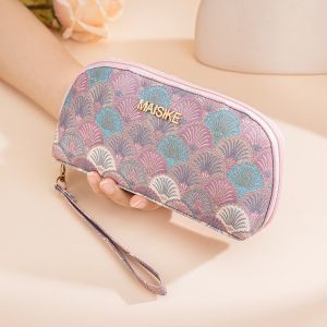 CRNGW Coin Pocket Shell Clutch Wallet Jacquard Credit Card Holder Women Long Purse Casual Clutch Bag Embroidery Handbag Outdoor