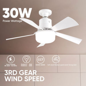 Fan Light Ceiling Fan With Lights And Remote Control E27 Fan Blade Bulb LED lights 16.5-inch Interface Bedroom Silent Chandelier Ceiling Light 2in1 30W/40w