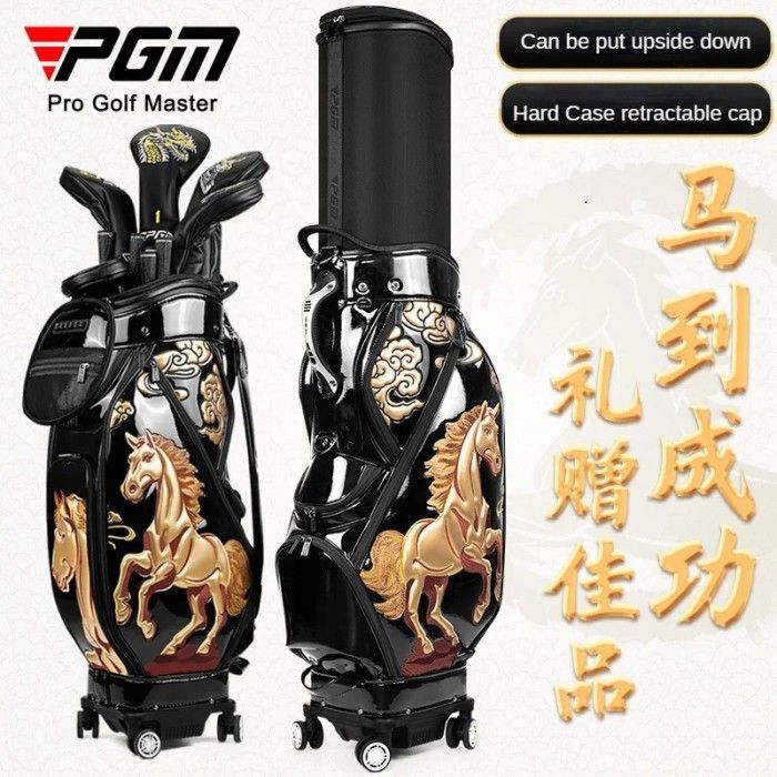 PGM Golf Bag QB159 Hard Shell With Telescopic Wheel 3D Embroidery - Tas Golf 3D Limited Edition