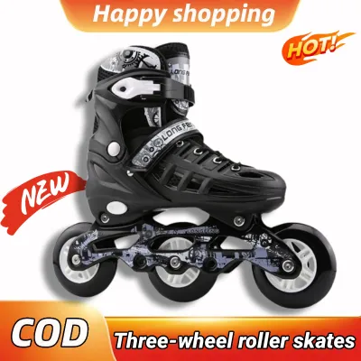 【24H-ship】inline skates Roller Skate Shoes For Adult Three Wheel Skate shoes For Kids Adjustable