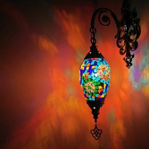 Turkish Wall Lamp Mosaic Glass Wall Light for Bedroom Living Room Dining Room Mediterranean Pendant Wall Lights