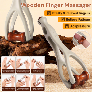 JMY Wooden Finger Massager for Outdoor Enthusiasts Relieve Hand Fatigue Soothe Tension Acupressure Wellness Device