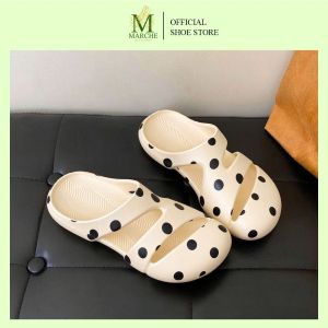 Marche Chic Floral/Polka Dot Flat Sandals for Women - Comfortable Microfiber Slip-On Slides
