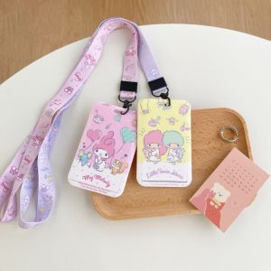 SANRIO Ví Đựng Thẻ Kèm Dây Đeo Họa Tiết Kuromi Cinnamoroll Đáng Yêu Giá Đỡ