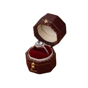 HULEQQI Giá trưng bày Hộp Nhẫn đính hôn Tinh tế Nhung da Ốp Nhẫn cổ điển Chống bụi Hình trái tim Hộp đựng đồ trang sức