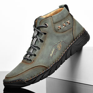 Prikol British Klasik Sepatu Boot Tinggi Pria Casual Semi Formal Model Hiking Kulit Cowok Sepatu Kerja Touring 146