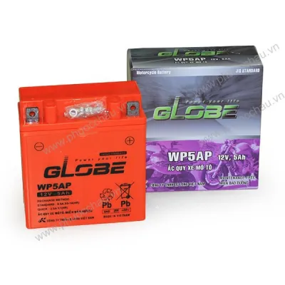 Ắc quy khô xe máy Globe WP5AP 12V-5AH Dream Wave anpha Future Sirius Jupiter Taurus Revo Viva Algel acquy