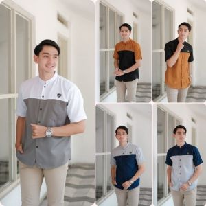 baju koko pria dewasa lengan pendek kurta muslim pakistan putih hitam