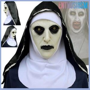 【Enthusiasm】🌟🌟【Hot Sale】🎈 The Horror Scary Nun Latex Mask w/Headscarf Valak Cosplay for Halloween Costume