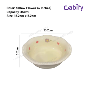Cabify Ceramic 6 Inches Cute Flower Shape Yogurt Bowl Fruit Cereal Breakfast Salad Bowl Oatmeal For Air Fryer Oven