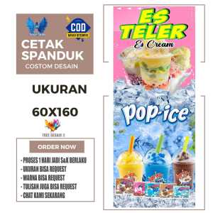 Cetak Spanduk Banner ES TELER & POP ICE Costom Desain