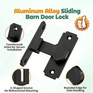 Keranixy Aluminum Alloy 90 Degree Door Lock Flip Latch Security Sliding Window Lock Anti Theft Sliding Door Hardware