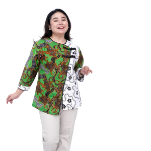 Atasan Batik Blouse Big Size Wanita  Lengkap L-XL-2L-3L-4L-5L-6L-7L Model Blus Jumbo Seragam Batik / Atasan Big Size / Blus Batik Jumbo Kerja Wanita / Pakaian Kerja Jumbo Wanita LD 140