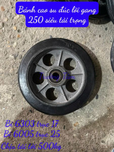 Bánh Xe Cao Su Đúc Lõi Gang 250mm siêu trọng tải đến 500kg/bánh