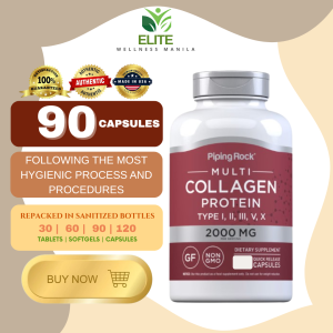 Piping Rock Authentic Multi-Collagen Peptide 2000mg - Types I II III V X Non-GMO Bovine Fish Chicken Egg Collagen Beauty Supplement for Skin Health - USA Imported 30/60/90/120 Capsules