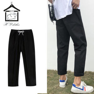 H Y clothes กางเกงขายาวผู้ชาย กางเกงขายาวแฟชั่น กางเกงขายาวลำลอง กางเกงทรงเดฟ สไตล์เกาหลี3 สี ดำ สีเทา กากี