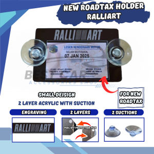 RALLIART Roadtax Holder Acrylic Color With Suction Cup 2024 Version New Size