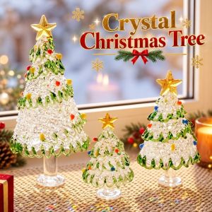 PARKOUR Home Decor Crystal Christmas Tree Handcrafted Glass Brushed Glass Snowman Figurines Creative Mini Christmas Decoration Gift